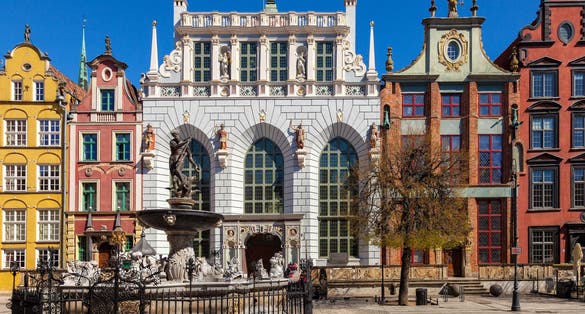 Artus Court with Neptune Fountain in Gdansk, Poland.