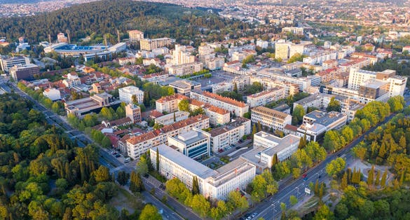 Photo of panoramic aerial view of Podgorica capital of Montenegro. 