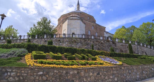 Photo of Mustafa Pasha Mosque, an old Ottoman Turkish mosque in the Bushi district of Skopje, Macedonia.