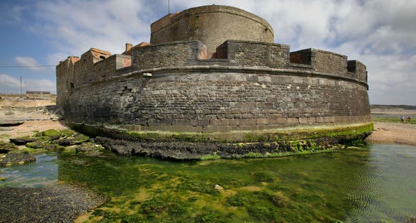 Small fortress on sea coast at Nord-Pas-de-Calais region, France.