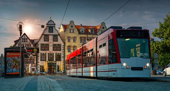 ERFURT,GERMANY-Tramway network system in Erfurt Germany.
