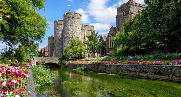 Medieval norman castle in Canterbury Old town, Kent, England