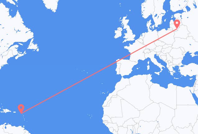 Sankt Kitts nach Vilnius