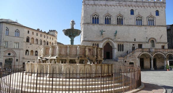 photo of view of the scenic Piazza IV Novembre, main square and masterpiece of medieval architecture in Perugia, Italy
