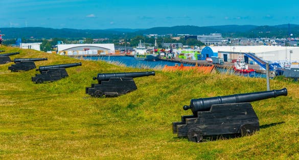 photo of Cannons at Varberg fortress in Sweden.
