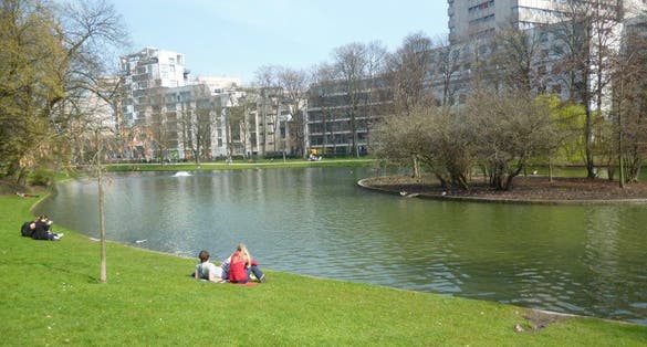 photo of view of Leopold Park in sunny day, Brussels, Belgium.