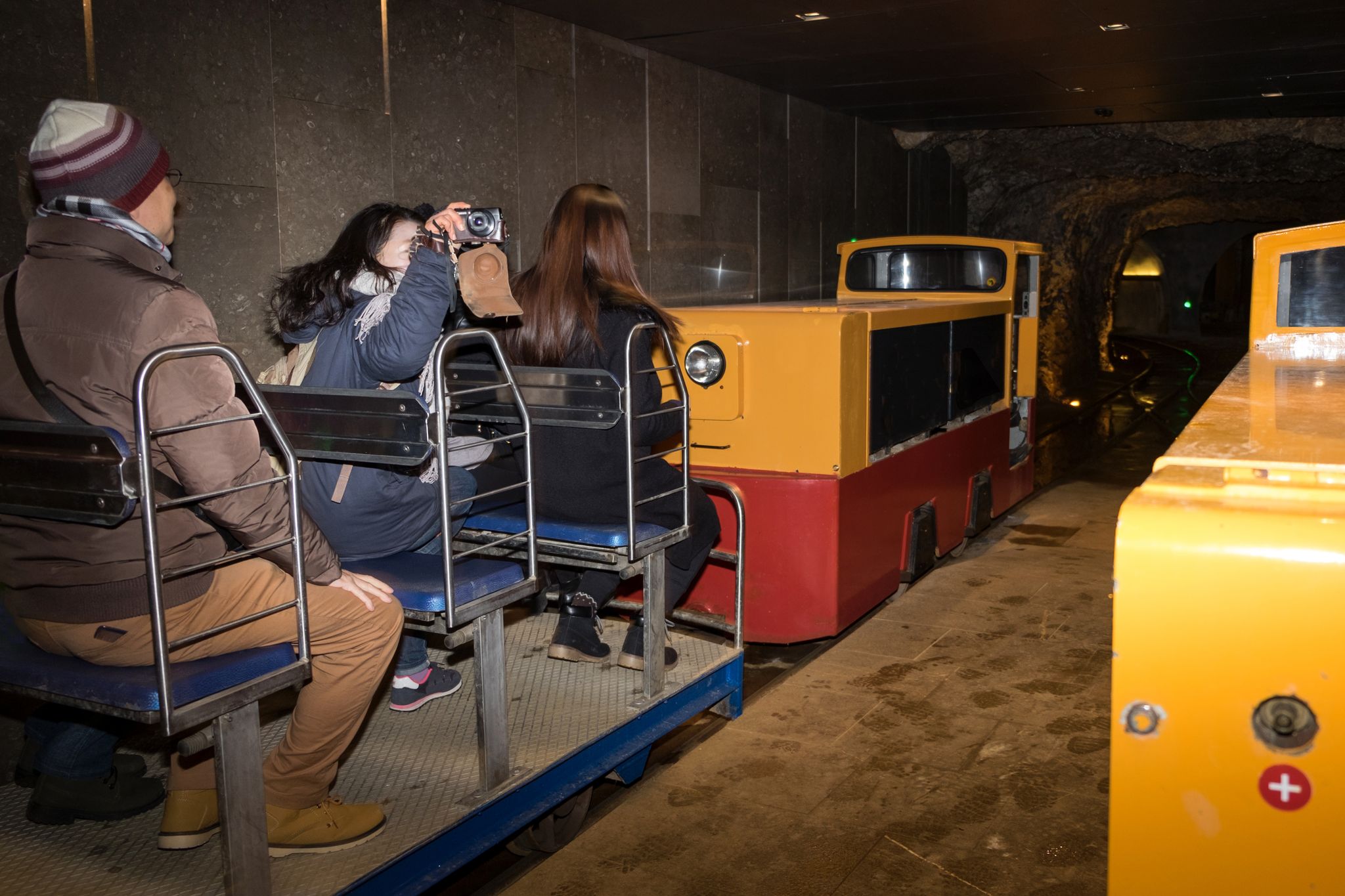 Tourist train for excursion in Postojna cave in Slovenia