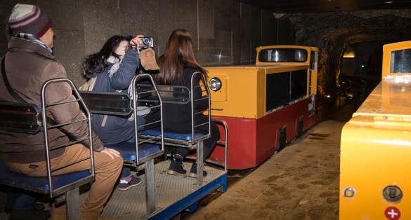 Tourist train for excursion in Postojna cave in Slovenia