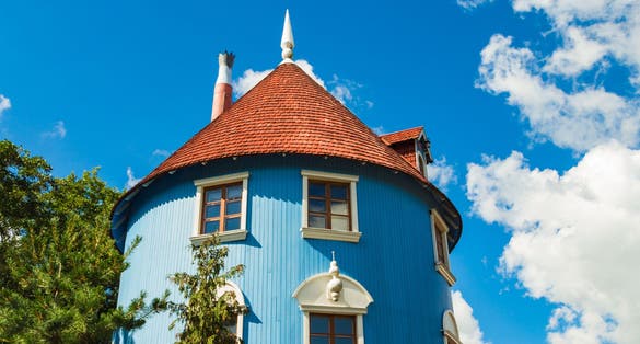 Photo of a close up to Moomin House in Park Moomin world, Naantali, Finland.
