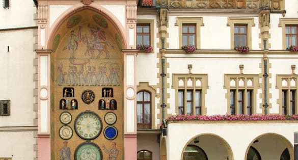 Photo of town Hall and astronomical clock of Olomouc, Czech Republic.