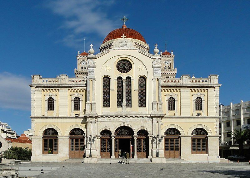 photo of Front view of the cathedral of St. Minas Heraklion, Greece.