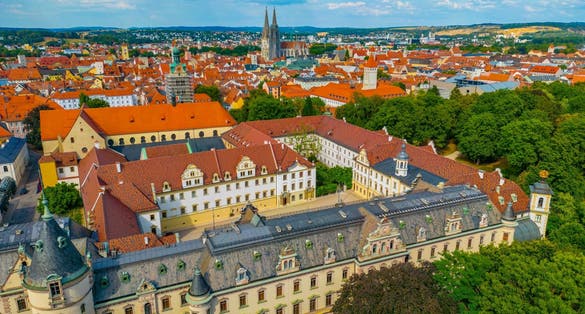 Panorama view of Saint Emmeram palace in German town Regensburg.