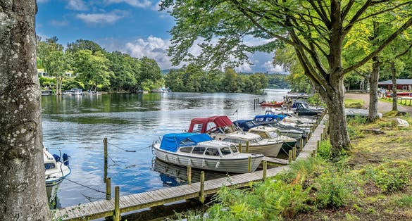 Landing place at Skyttehuset campsite neart Silkeborg in the Danish Lake highlands, Denmark