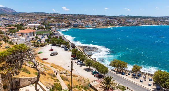 Photo of city Rethymno on beach of Island Crete, Greece.