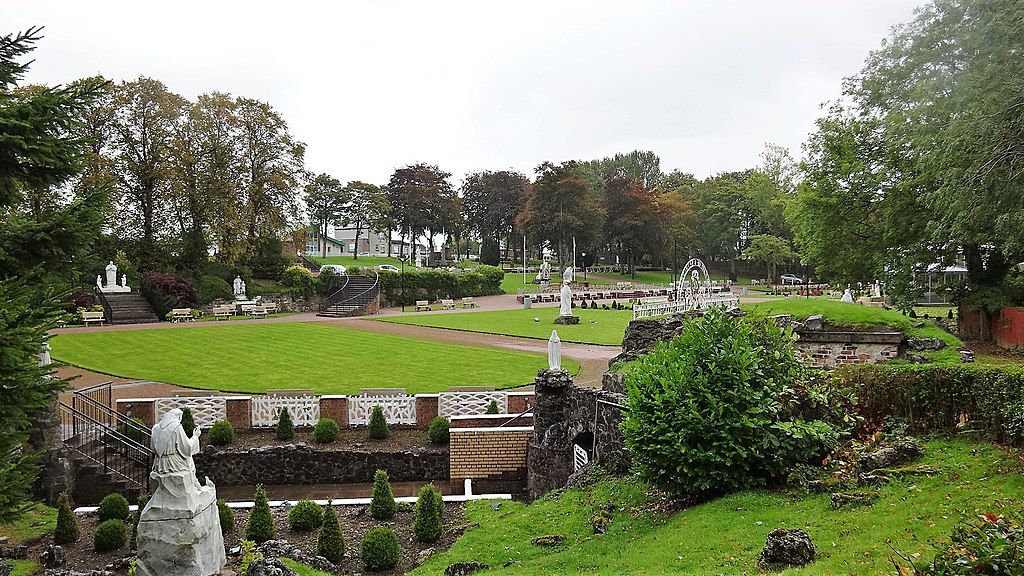 Photo of Outdoor Christian Altar in Carfin Lourdes Grotto, Scotland .