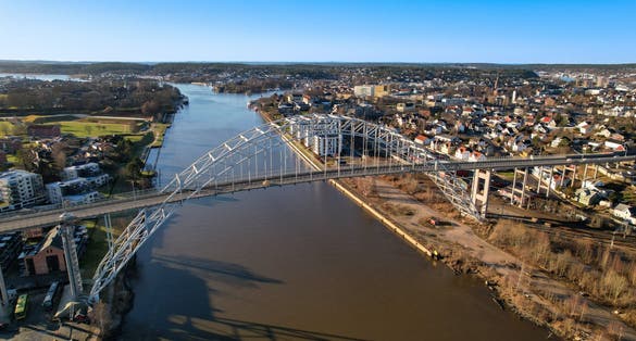 Fredrikstad scandinavian city ,river Glomma in the background