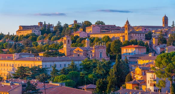 photo of view of Sunset panorama view of Italian town Perugia.