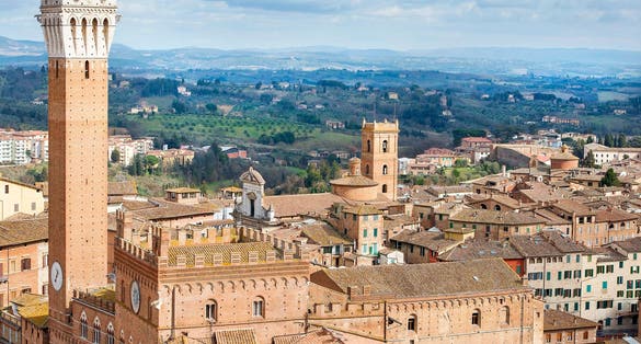 photo of view of historic buildings and landmarks in magnificent medieval Siena,Tuscany, Italy.