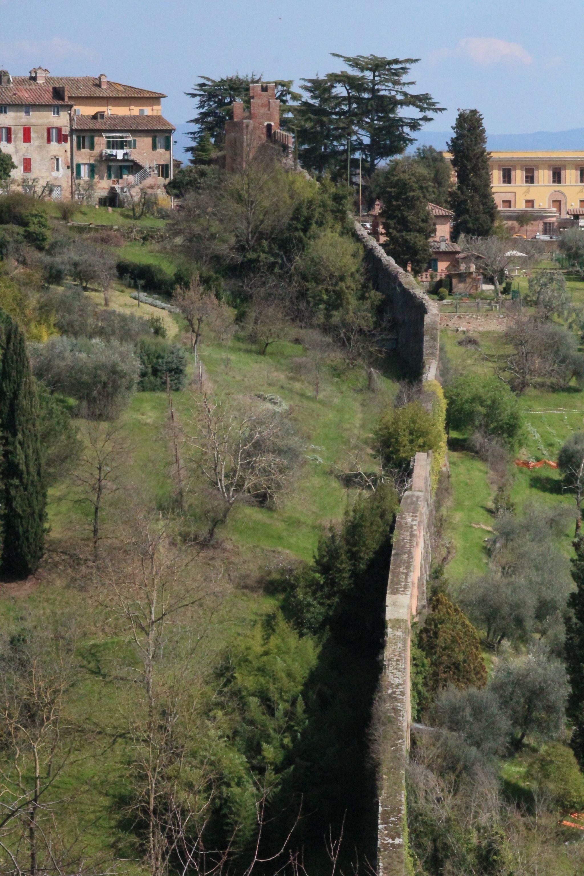 Walls of Siena west of Porta Tufi, Siena, Tuscany, Italy