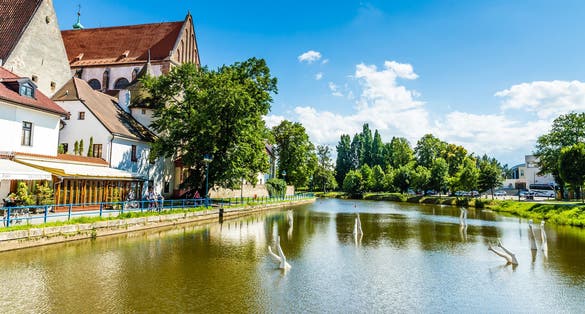 Marble legs in the Vltava river in Ceske Budejovice-Czech Republic