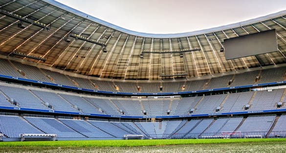 Photo of Allianz Arena football stadium. The stadium has capacity for almost 70.000 spectators, making it the third largest stadium in Germany.