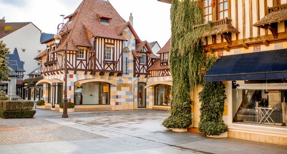 photo of view off Street view with beautiful old houses in the center of Deauville town, Famous french resort in Normandy, Deauville, Deauville, France.