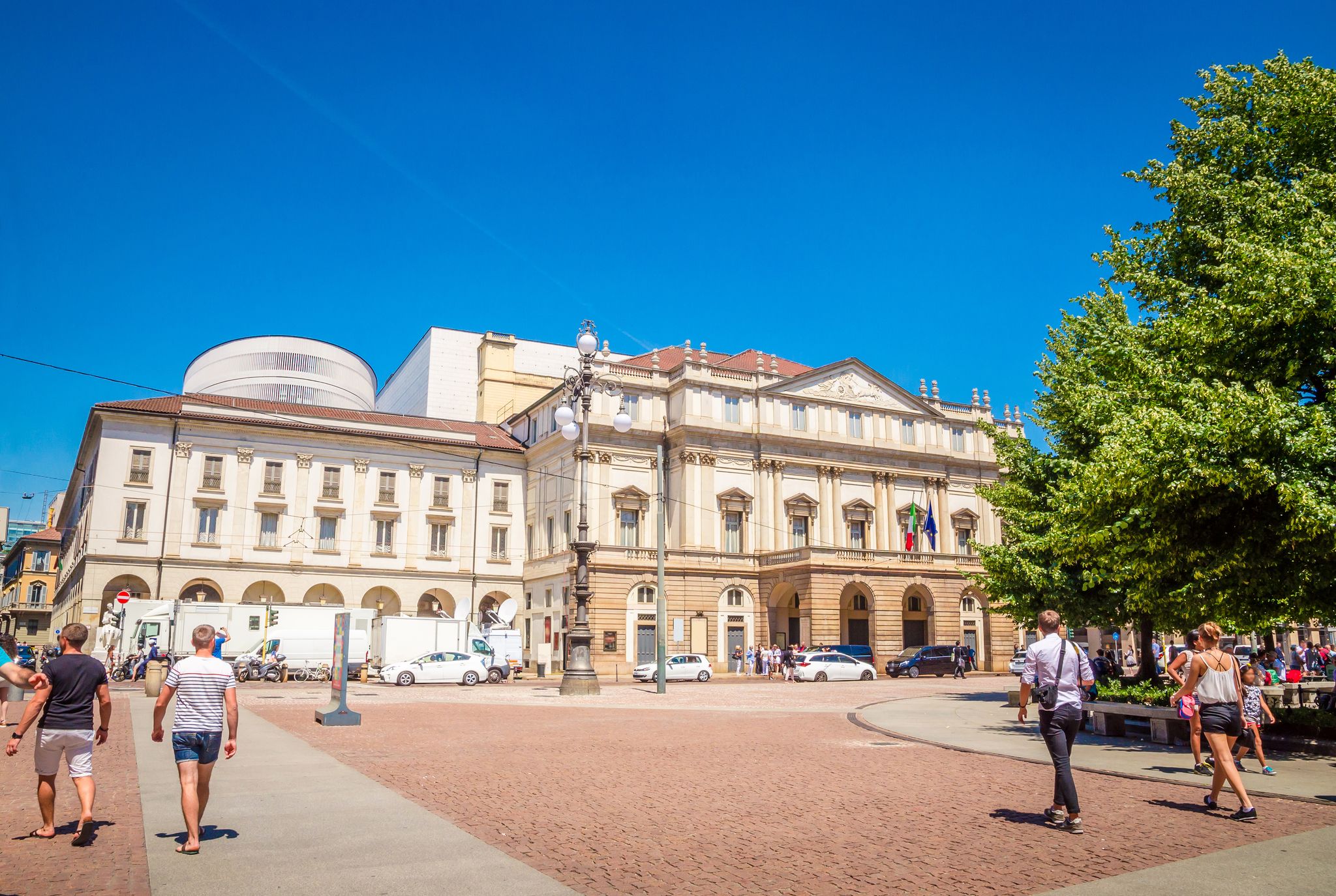 photo of view The Teatro alla Scala in Milan, Italy. La Scala (Italian: Teatro alla Scala), is a world renowned opera house in Milan, Italy. 