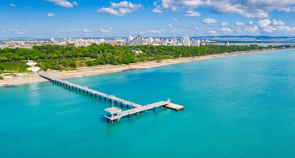 Photo of Aerial view of the pier of Burgas in Bulgaria.