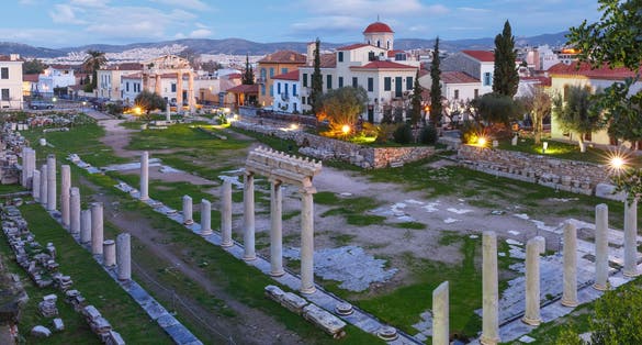 photo of Gate of Athena Archegetis and remains of the Roman Agora built in Athens during the Roman period, Athens, Greece,Athens Greece.