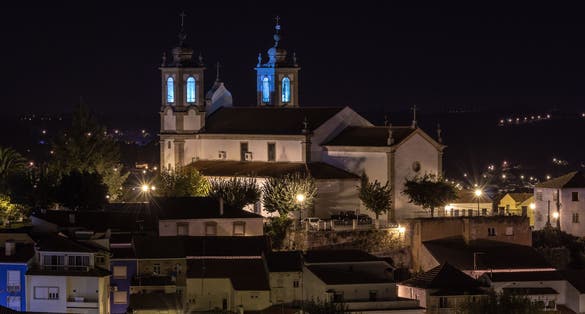 Night photo of the Igreja Matriz, in the city of Seia, Guarda district, Portugal