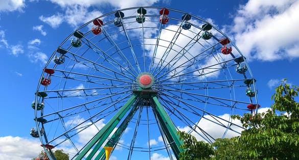 Photo of 35 meters high ferries wheel at Linnanmäki is Finland’s oldest and most popular amusement park, located in the Alppila quarter of Helsinki.