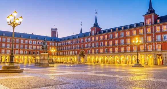 Photo of Old town Madrid, Spain's Plaza Mayor in the morning light.