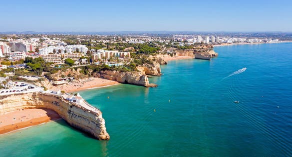 Photo of aerial view from the historical church 'Segnora de Nossa' at Armacao de Pera in Portugal.