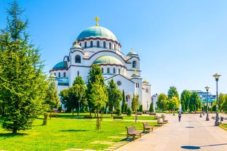 Photo of view of the saint sava cathedral in Belgrade, Serbia.