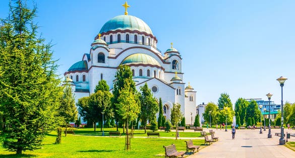 Photo of view of the saint sava cathedral in Belgrade, Serbia.