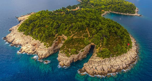 Photo of Lokrum Island and nature park near Dubrovnik, Croatia.