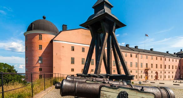 Photo of one of the bastions of Uppsala Castle with the bell Gunillaklockan, which from the Middle Ages notifies about the change of day and night, Sweden.