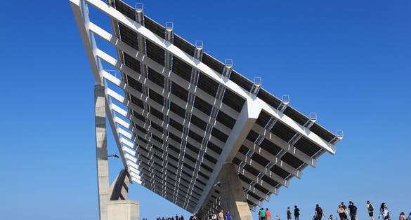 Photo of The solar panel of the Parc del Fòrum Primavera Sound Festival ,Spain .