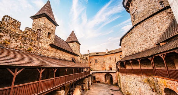 Photo of Castle Sovinec, Eulenburg, robust medieval fortress, one of the largest in Moravia, Czech republic.