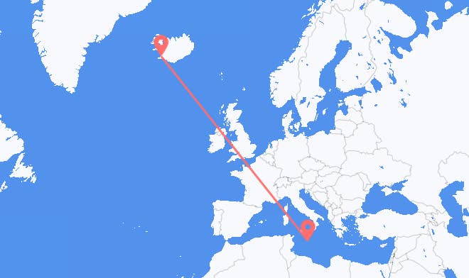 Valletta to Reykjavik