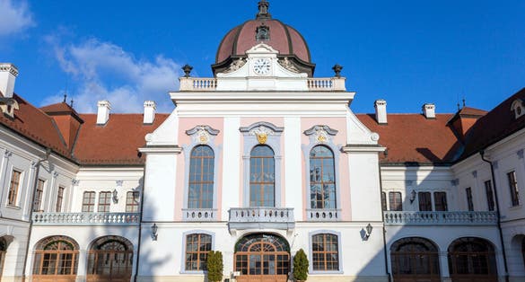 photo of view of The Royal Palace of Godollo in Hungary on a winter day, Gödöllő, Hungary.