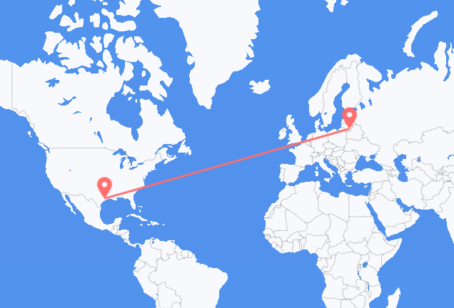 Houston to Vilnius