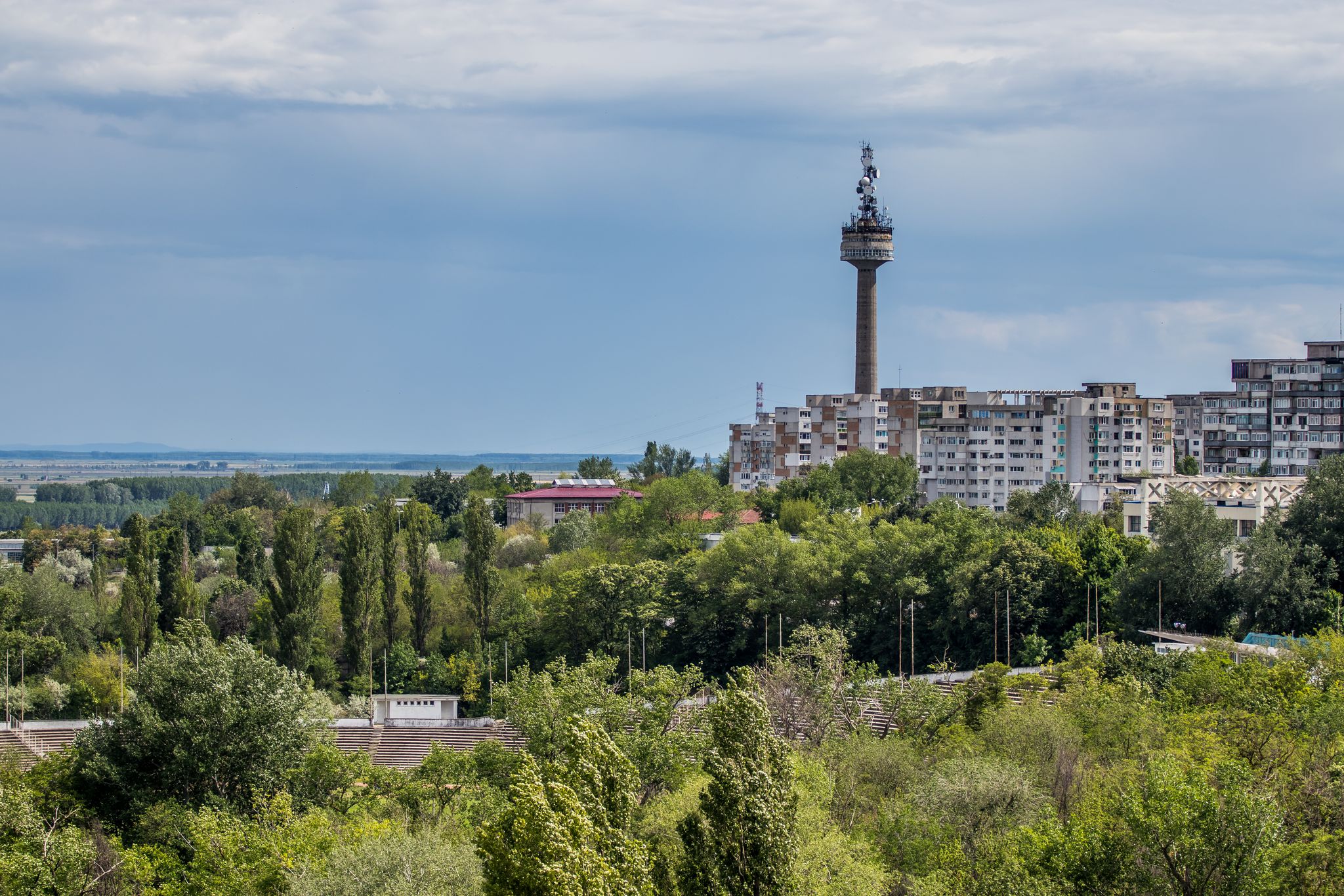 Photo of aerial view of the Galati city in summer season and Television Tower, Romania.