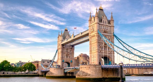 Photo of Iconic London Tower Bridge on the Thames River, UK.
