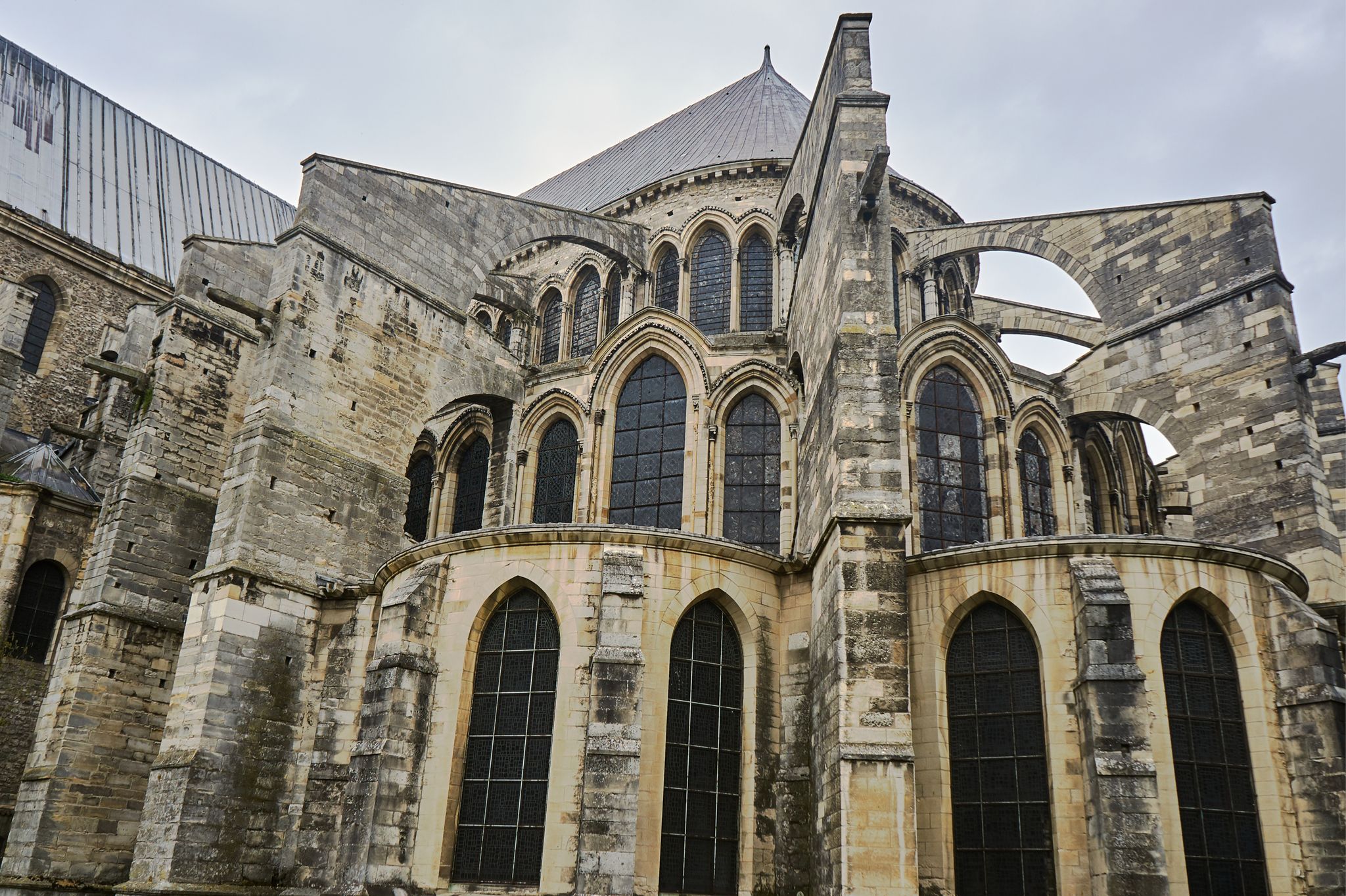 windows in Saint Remi Basilica in Reims, France