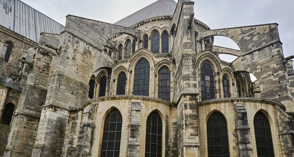 windows in Saint Remi Basilica in Reims, France