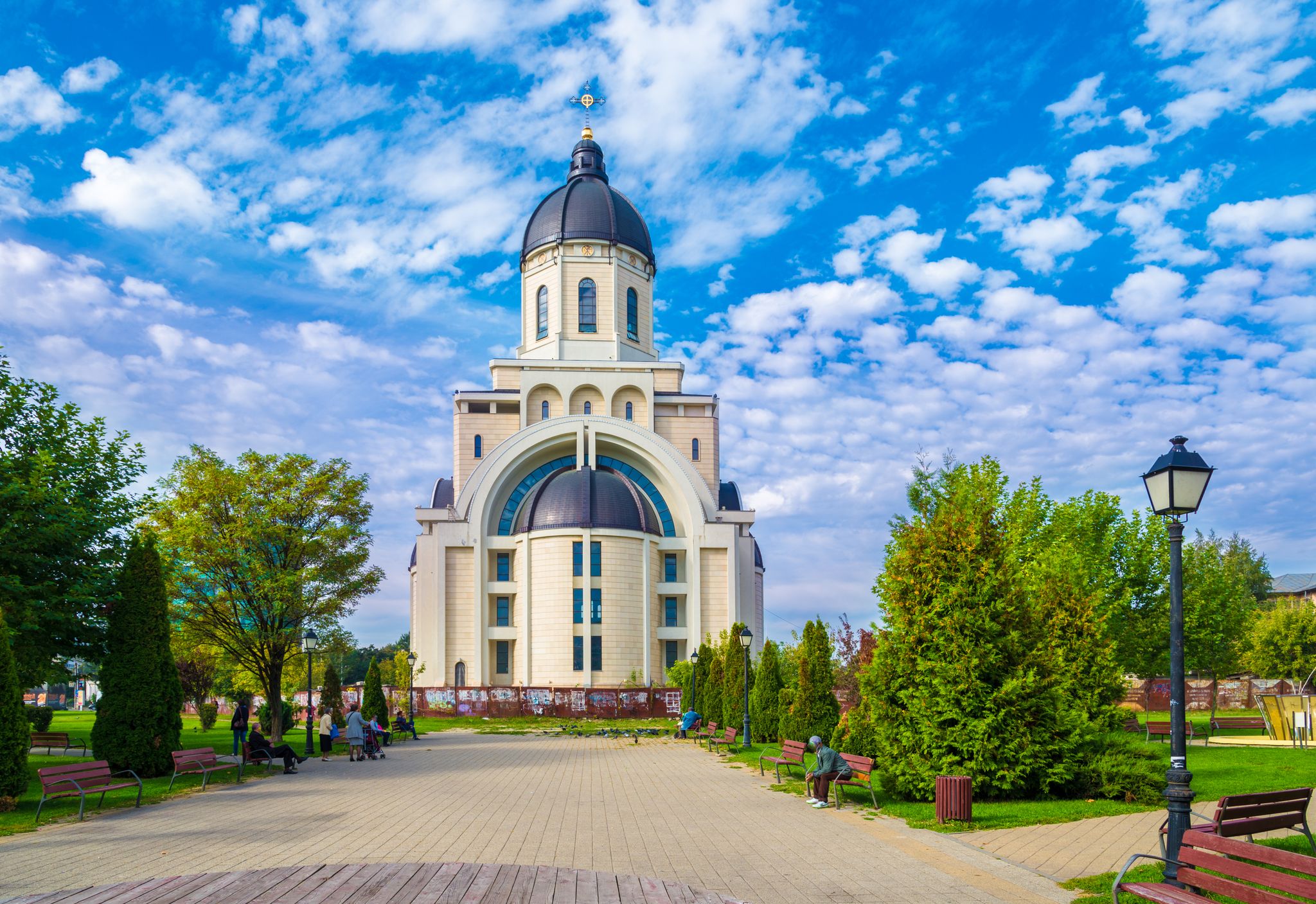 photo of view of Christian orthodox church cathedral in Bacau, Moldavia landmark, Romania.