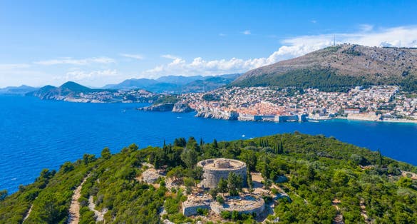 Photo of aerial view of Fort Royal on Lokrum Island, Croatia.