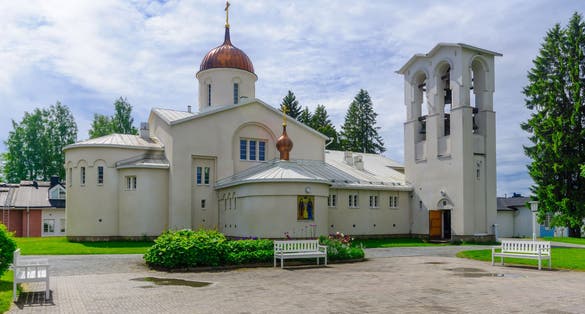 Photo of the main church of the New Valamo Orthodox monastery in Heinavesi, Finland.
