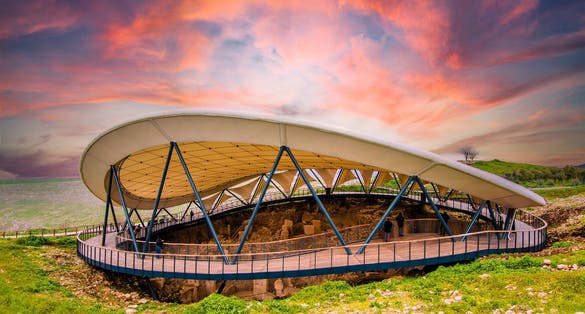 Gobeklitepe ruins view in Sanliurfa Province of Turkey.